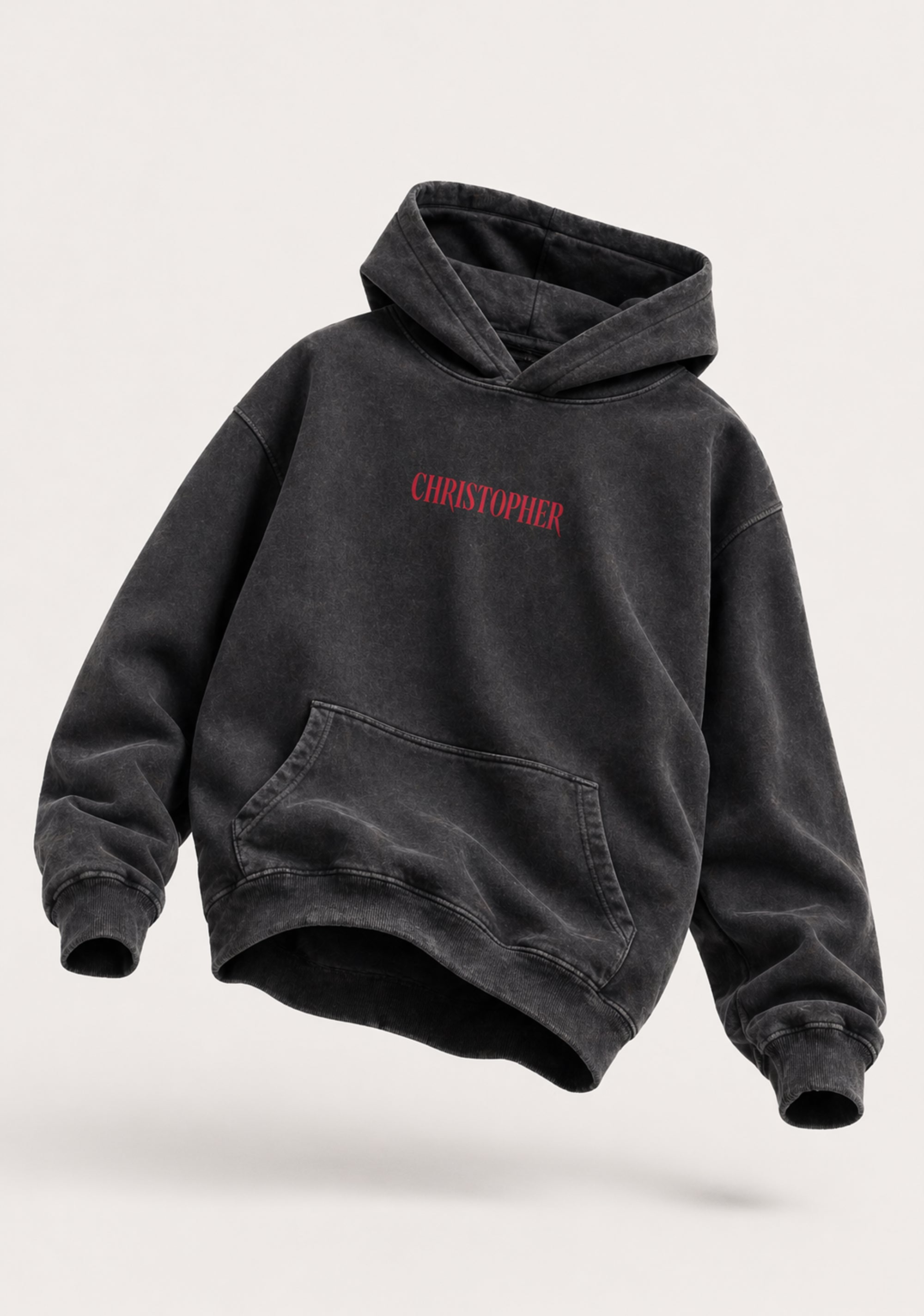 GREY WASHED GUITAR HOODIE