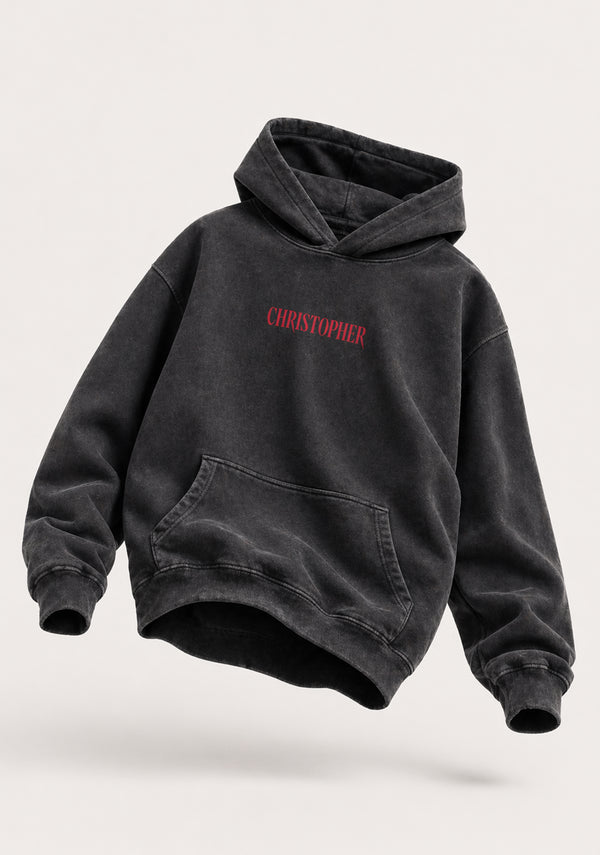 GREY WASHED GUITAR HOODIE